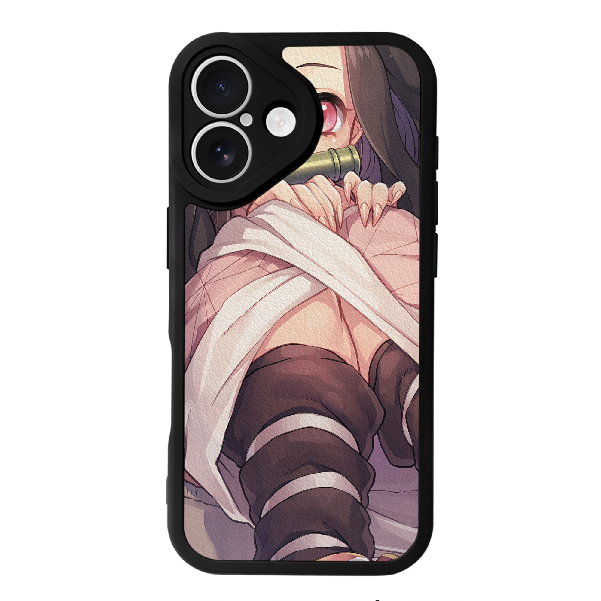 （画像用） 鬼滅の刃（きめつのやいば）竈門 禰󠄀豆子／かまど ねずこ Kamado Nezuko 【iPhone 16シリーズ対応】シリコンスマホケース（レザー調） 材質：シリコン